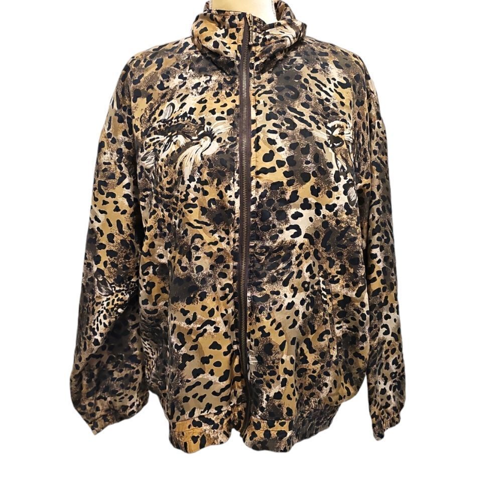 Vintage Cheetah Print Bomber Jacket, Size Medium, Silk‎